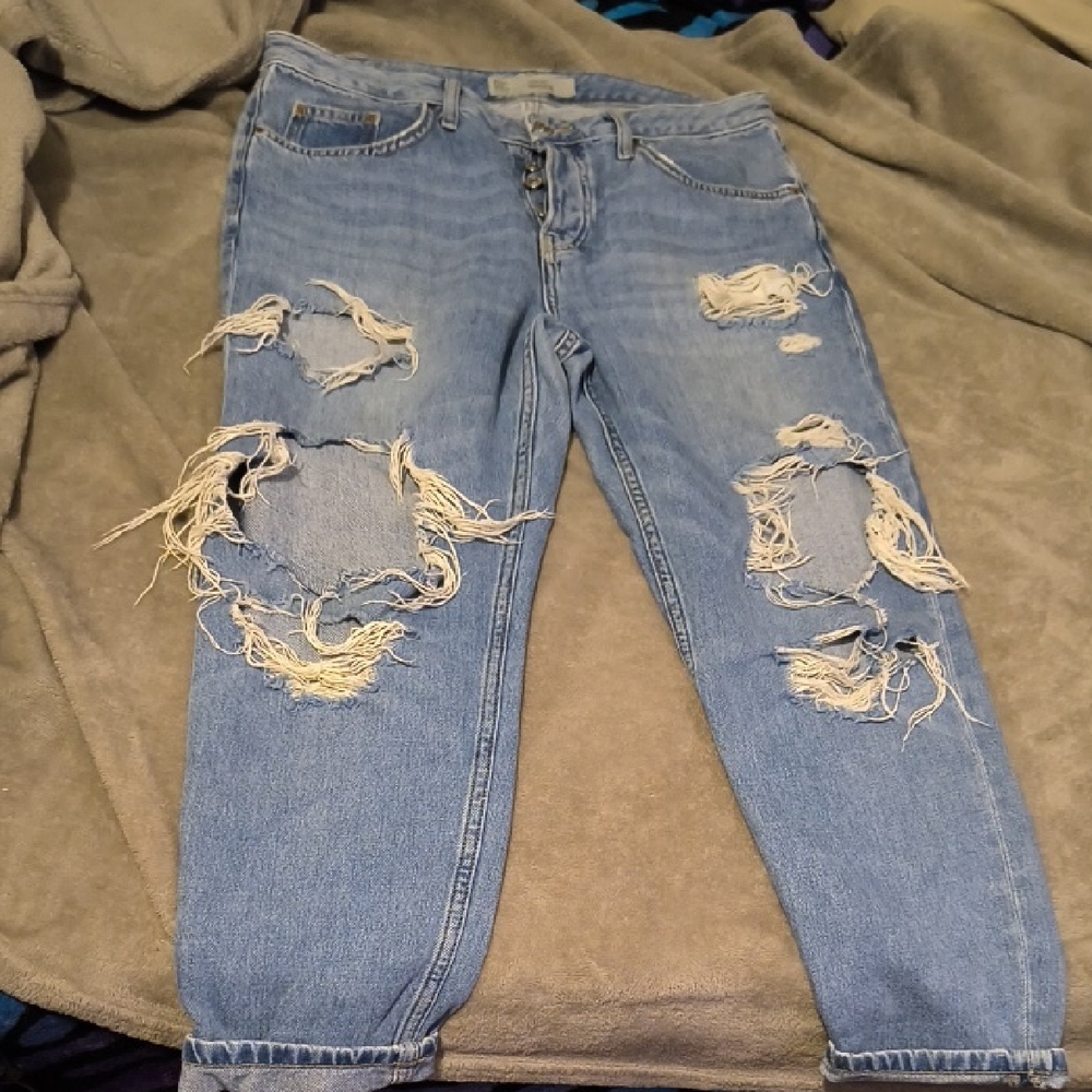 Topshop | Blue Ripped Boyfriend Jeans